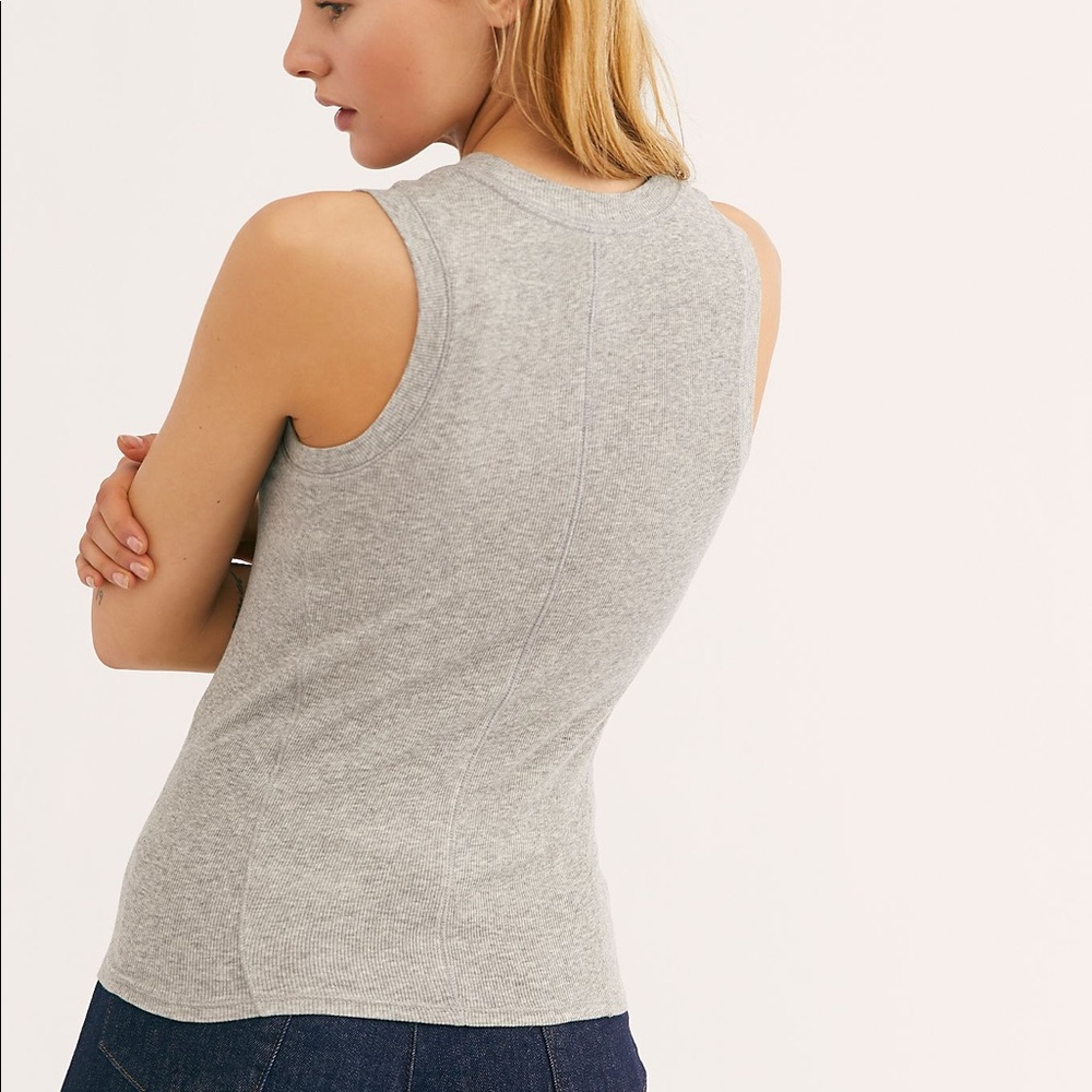FREE PEOPLE U-Neck Tank NWT Medium Heather Grey - Picture 2 of 3